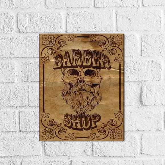 Placa Decorativa barber shop efeito envelhecido em mdf
