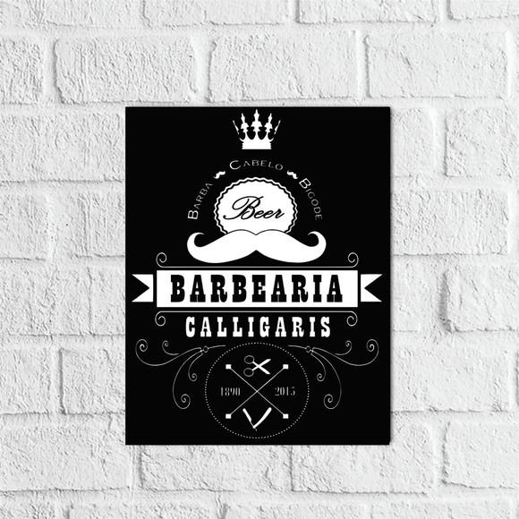 Placa Decorativa Barbearia barba cabelo e bigode em mdf