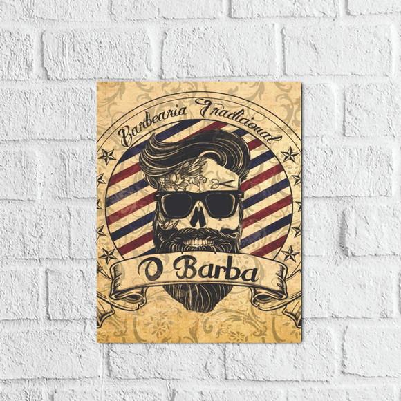 Placa Decorativa Barbearia tradicional o barba em mdf