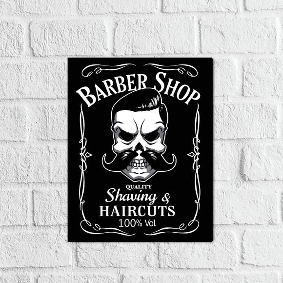 Placa Decorativa barber shop shaving e haircuts em mdf