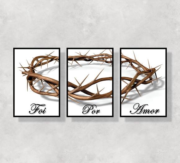 kit com 3 Placas decorativas Foi Por Amor 30x40cm