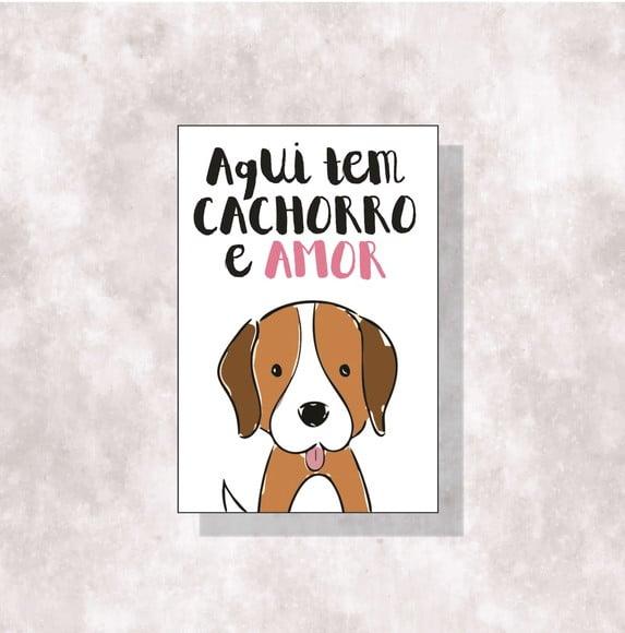 Placa Decorativa aqui tem cachorro e amor em mdf