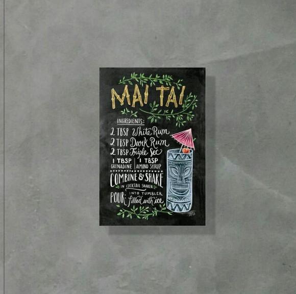 Placa Decorativa Receita Drinks Mai Tai 20x30cm