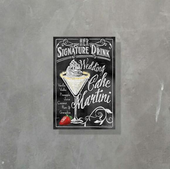 Placa Decorativa Receita Drinks Cake Martini 20x30cm