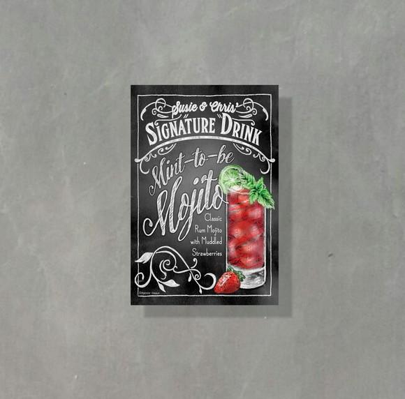 Placa Decorativa Receita Drinks Mojito 20x30cm