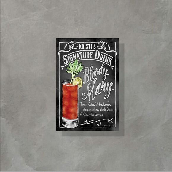 Placa Decorativa Receita Drinks Bloody Mary 20x30cm
