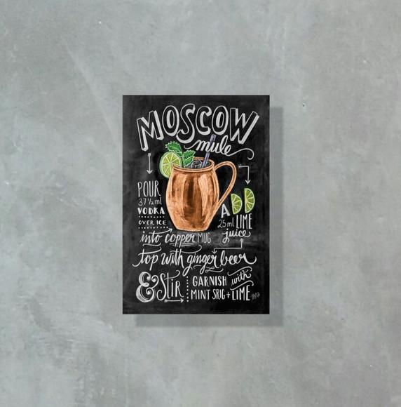 Placa Decorativa Receita Drinks Moscow mule 20x30cm