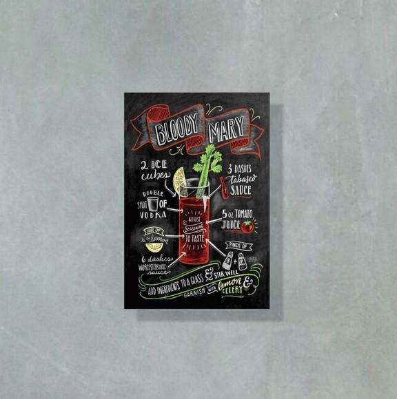 Placa Decorativa Receita Drinks Bloody Mary 20x30cm