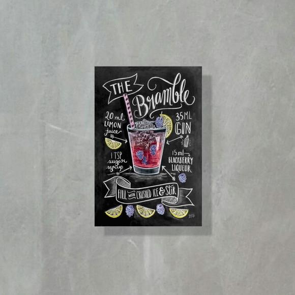 Placa Decorativa Receita Drinks The Bramble 20x30cm