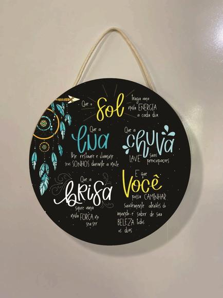 Flamula redonda sol lua brisa você em mdf