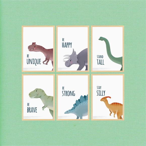 kit com 6 Placas decorativas dinossauros infantil em mdf