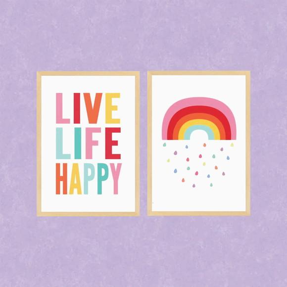 kit com 2 Placas decorativas menina rosa Arco-Iris em mdf