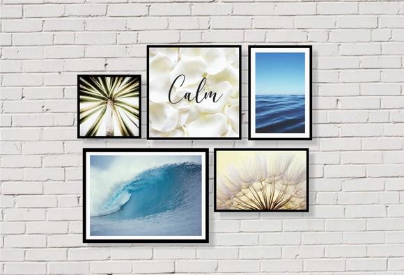 kit 5 Placas decorativas calm mar onda em mdf