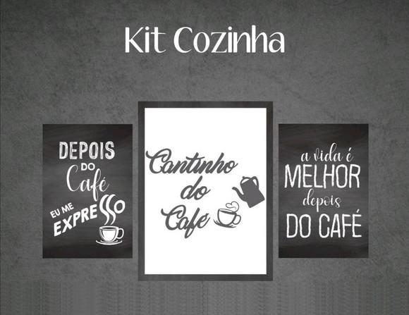 kit com 3 Placas decorativas cozinha café coffe em mdf