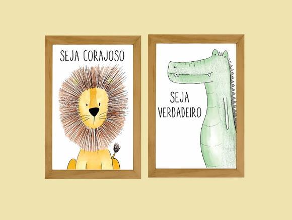 Placas decorativas safari infantil em mdf 20x30