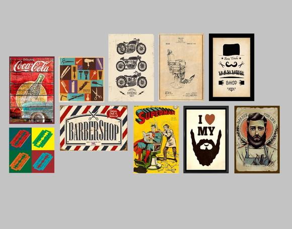 kit com 10 Placas decorativas barbearia em mdf