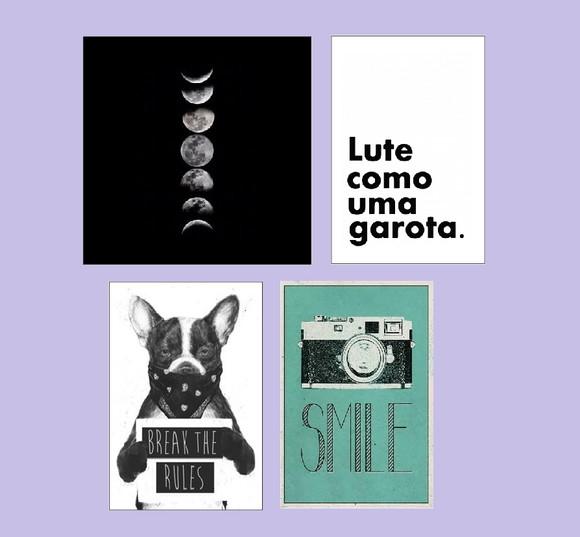 kit com 4 Placas Decorativas em mdf