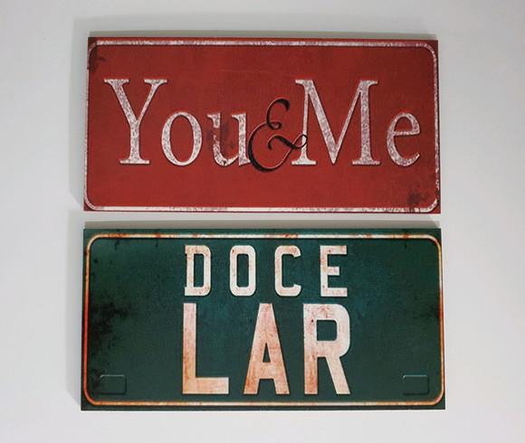 Placas decorativas you e me lar doce lar em mdf 30x15