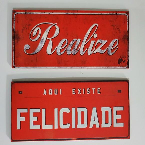 kit com 2 Placas decorativas acredite realize em mdf