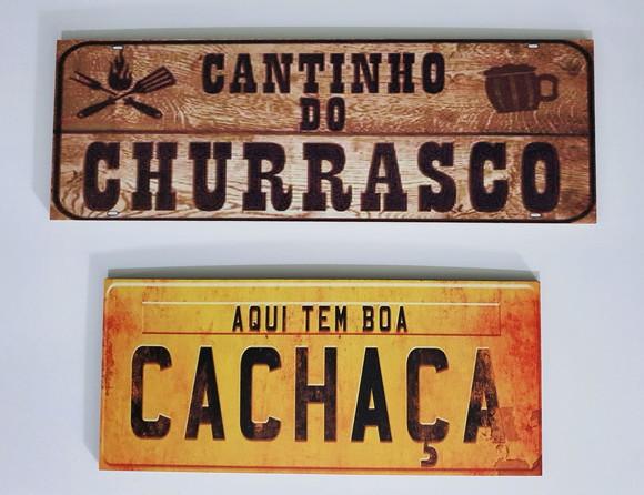 kit com 2 Placas decorativas churrasco bebida em mdf