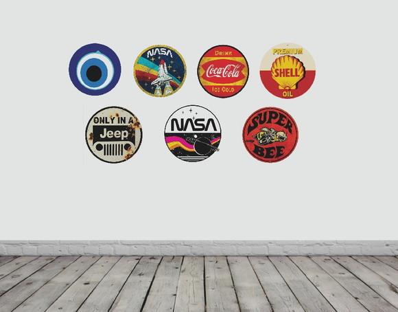 kit com 7 Placas decorativas redondas em mdf