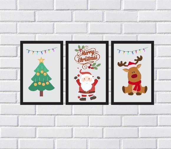 Kit com 3 Placa Decorativa Natal 20x30