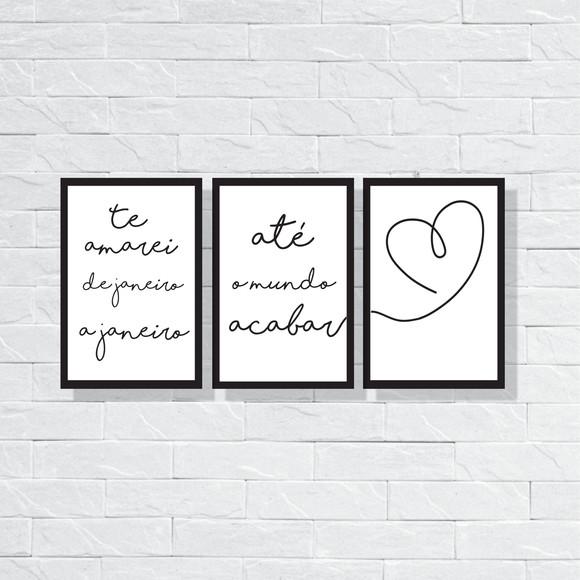 kit 3 Placas decorativas amarei ate o mundo acabar 20x30cm