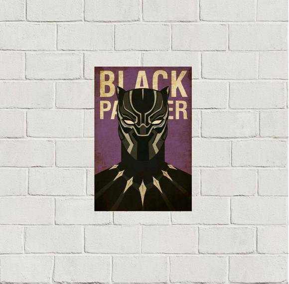 Placa Decorativa heróis Marvel Pantera Negra 20x30