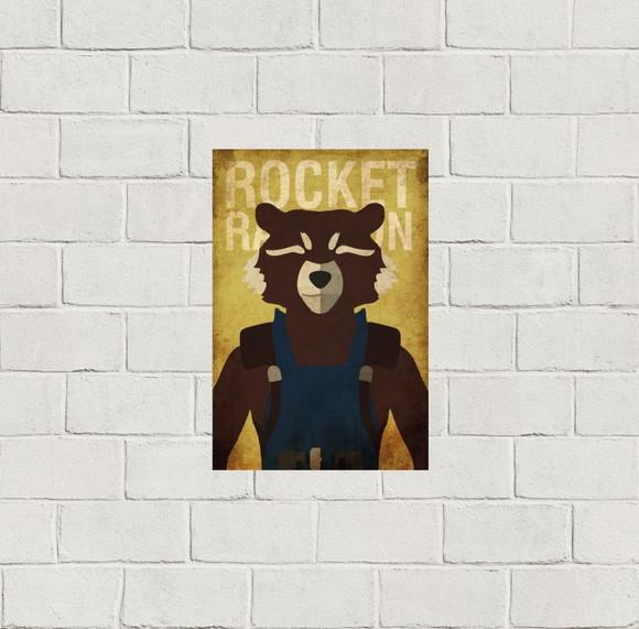 Placa Decorativa heróis Marvel Rocket Raccoon 20x30