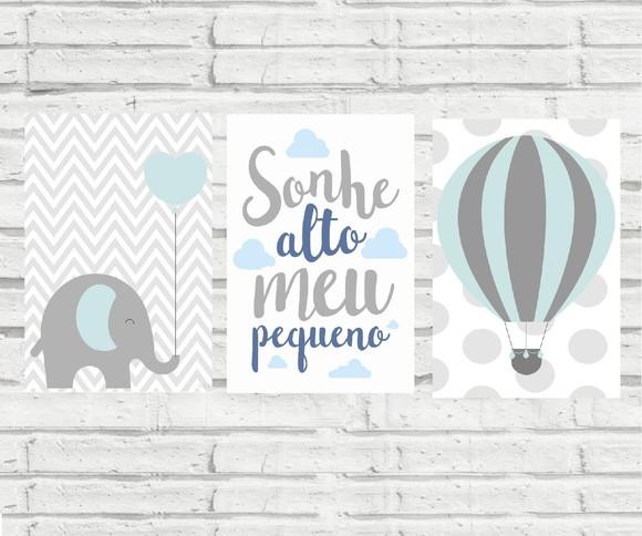 kit com 3 Placas decorativas sonhe alto meu pequeno mdf