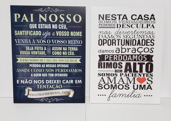 kit com 2 Placas decorativas Frases religiosas lar em MDF
