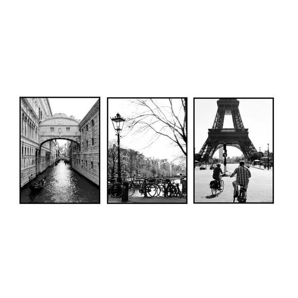 Placas decorativas Paris Veneza Lugares do mundo