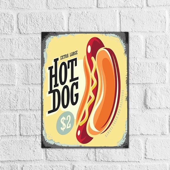 Placa Decorativa hotdog hambúrguer 20x30