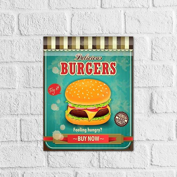 Placa Decorativa hotdog hambúrguer 20x30