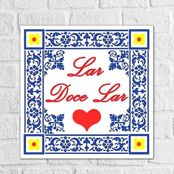 Placas decorativas Frases lar doce lar em mdf 20x20