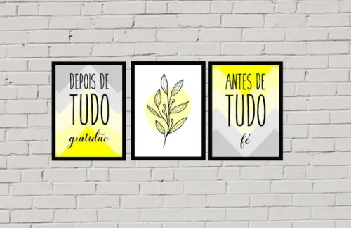 kit com 3 Placas decorativas fé gratidão em mdf 30x40