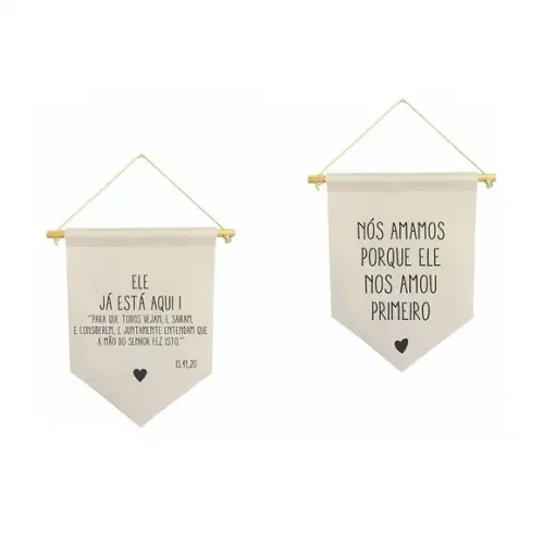 Kit com 2 Flamulas Decorativas Casamento 30x40cm