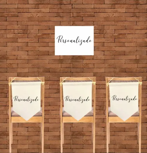 Kit 3 Flamulas Decorativa + 1 Placa Personalizada 30x40cm