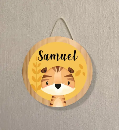Placa Decoração Infantil Porta Maternidade Safari Tigre mdf