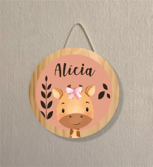 Placa Decoração Infantil Porta Maternidade Safari Girafa