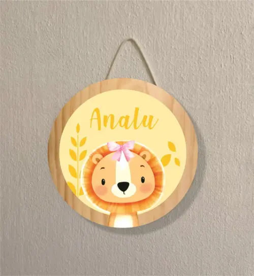 Placa Decoração Infantil Porta Maternidade Safari Leão
