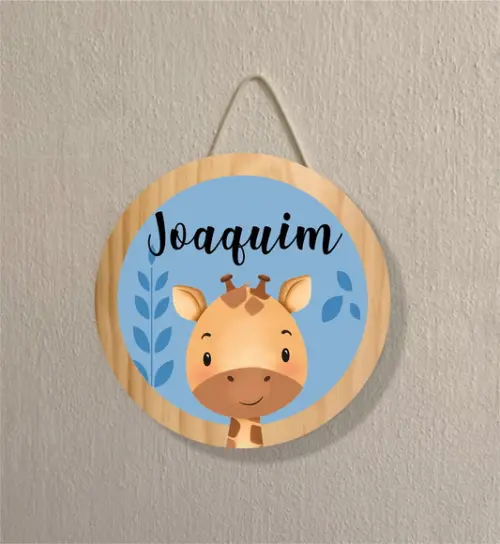Placa Decoração Infantil Porta Maternidade Safari Girafa