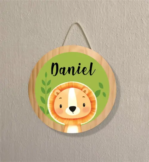 Placa Decoração Infantil Porta Maternidade Safari Leão mdf
