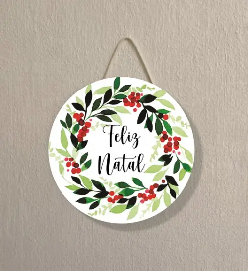 Placa Decoração de Natal Redonda
