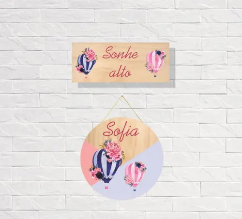 Kit Placas Decorativas Balão Magico + Porta Maternidade