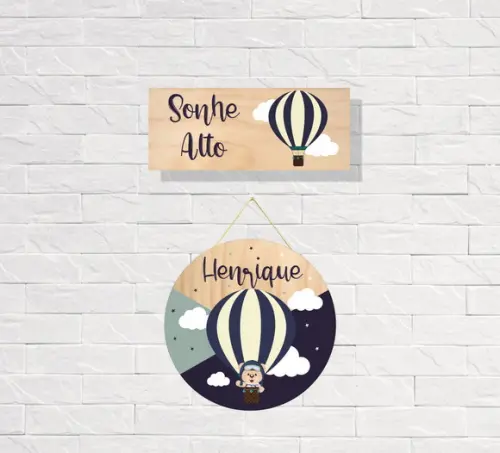 Kit Placas Decorativas Balão Urso + Porta Maternidade