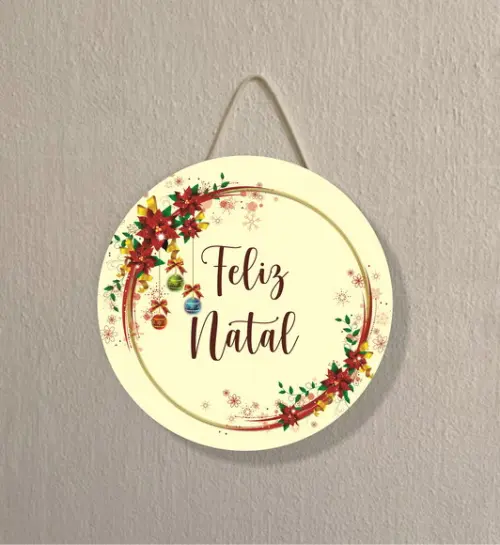 Placa Decoração de Natal Redonda
