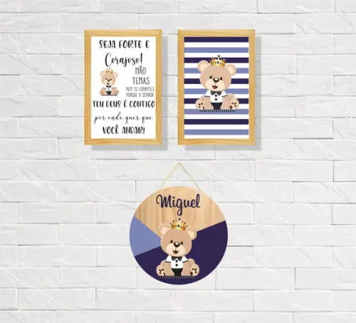 Kit 2 Placas Decorativas Urso 30x40 + Porta Maternidade mdf