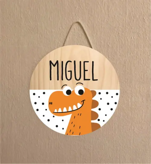 Placa Decoração Infantil Porta Maternidade Dino