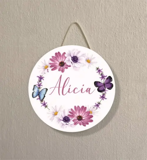 Placa Decoração Infantil Porta Maternidade Flores em mdf